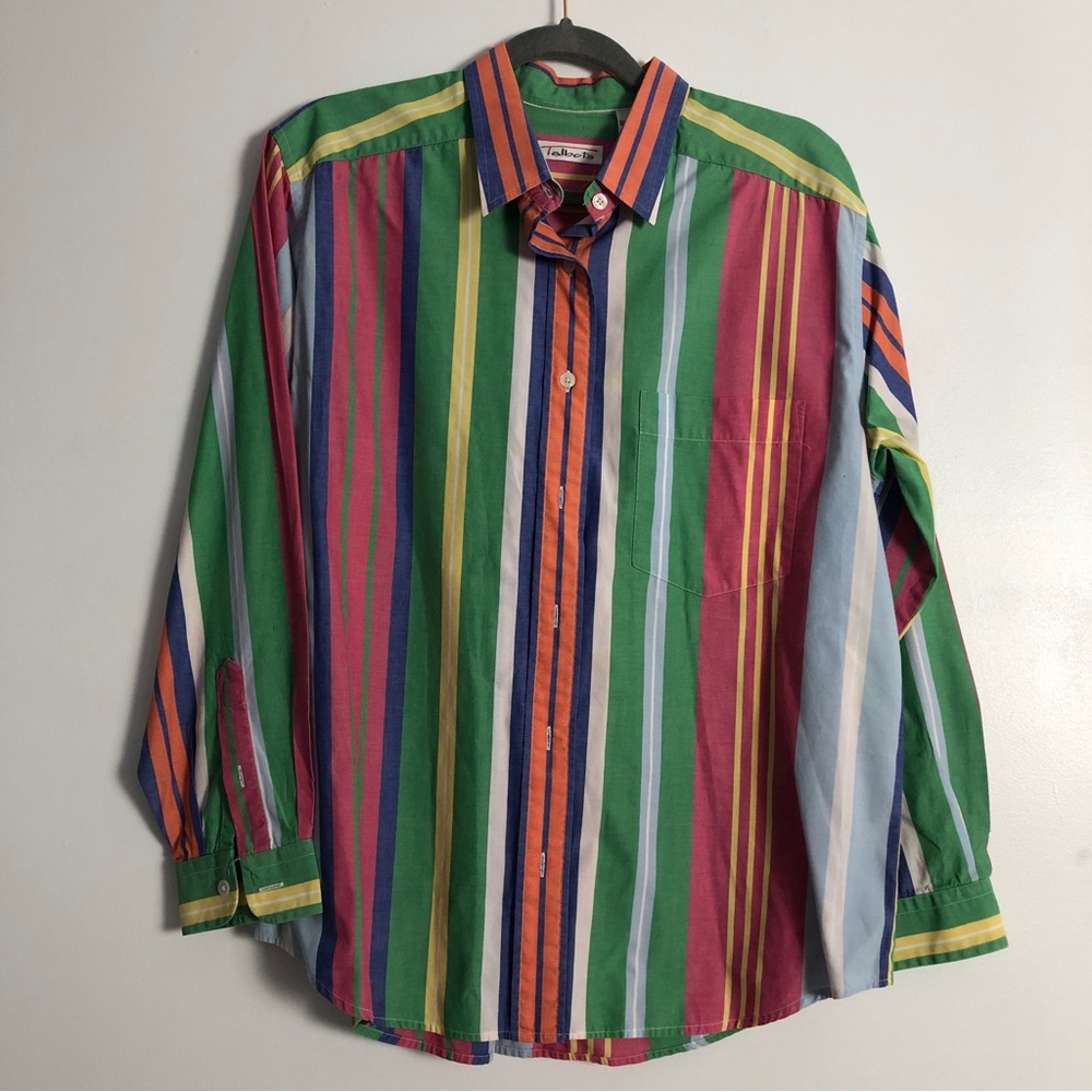 Talbots multicolour vertical stripe button down shirt size M